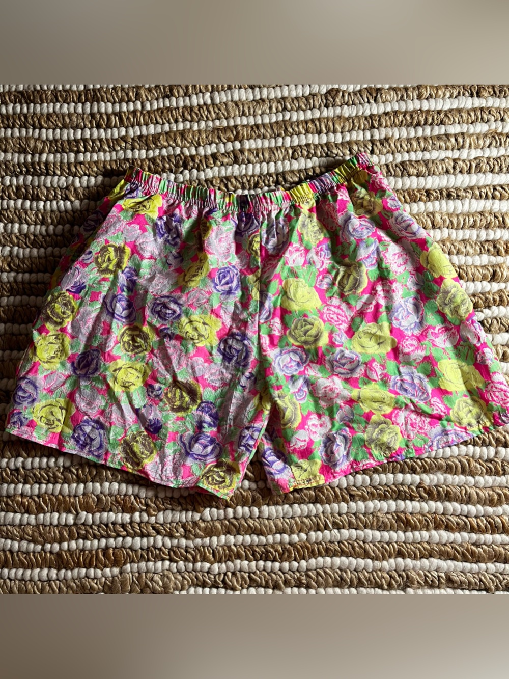 Floral Print Women's Shorts - Pink, Green & Purple